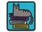 Cat and Books Reading Doodle Multi-Color Embroidered Iron-On or Hook & Loop Patch Applique
